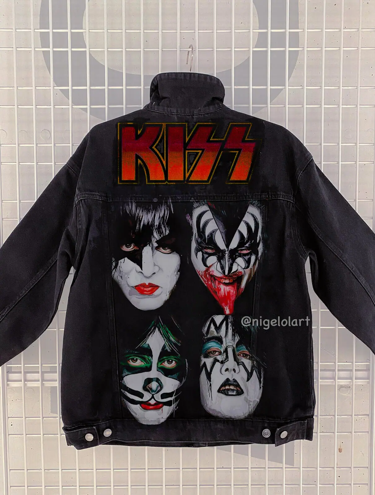 Kiss Rock group Painted denim jacket personalized Gift