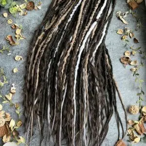 Boho dreads dark brown and light brown, white.Set dreads with curls
