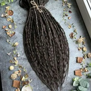 Boho dreads dark brown set with curls