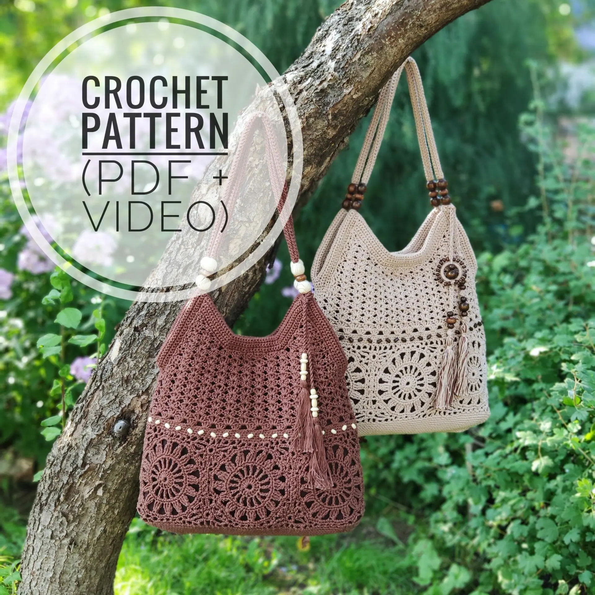 Pattern crochet bag women Handmade boho purse tutorial PDF