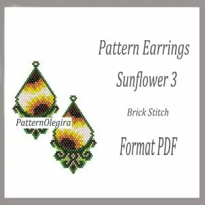 Sunflower 3 Earrings bead patterns PDF file Beading patterns Beading earrings Beading Sunflower Olegirabeadpattern