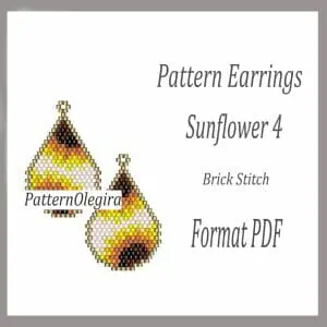 Sunflower 4 Earrings bead patterns PDF file Beading patterns Beading earrings Beading Sunflower Olegirabeadpattern