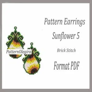 Sunflower 5 Earrings bead patterns PDF file Beading patterns Beading earrings Beading Sunflower Olegirabeadpattern
