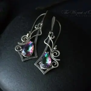 Fantasy mystic topaz drop earrings in 925 silver