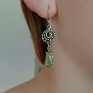 Mint green kyanite earrings Dangle silver Fantasy accessory