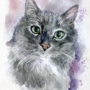 Sweet Louis Memorial Pet Portrait Watercolor Painting