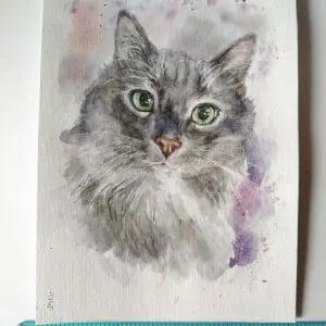 Sweet Louis Memorial Pet Portrait Watercolor Painting