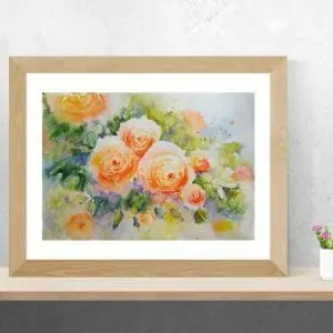 Roses painting watercolor 12*16″ floral art by Yalozik