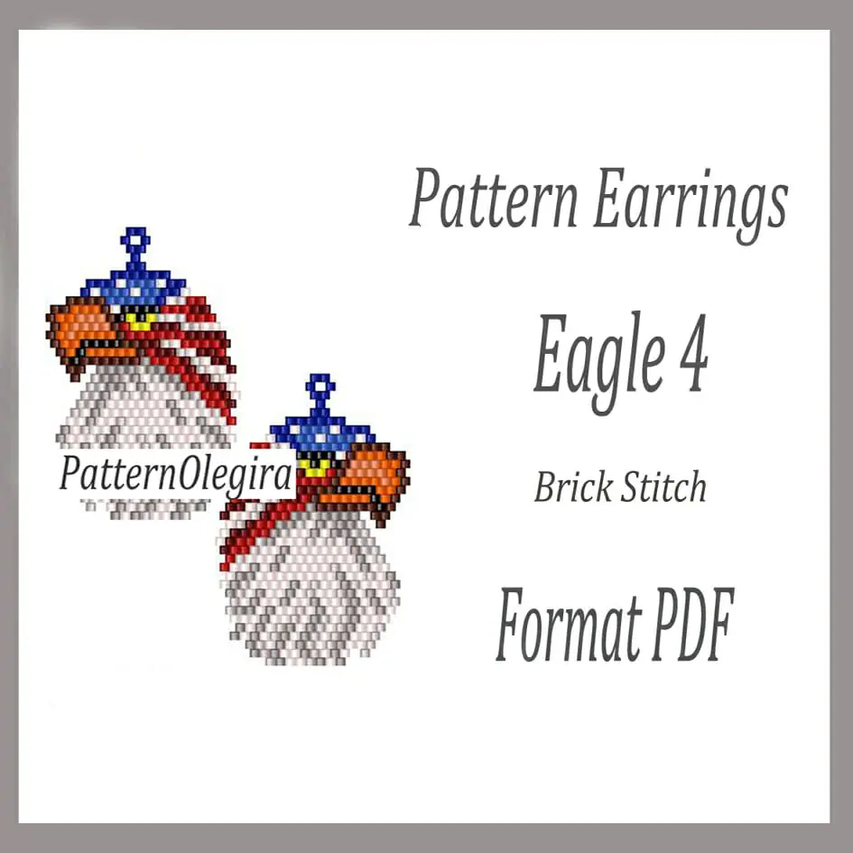 EAGLE 4 Earrings bead pattern PDF Bead earrings pattern 1 Eagle 4 Earrings bead patterns PDF file Beading patterns Beading earrings Beading Eagle Olegirabeadpattern