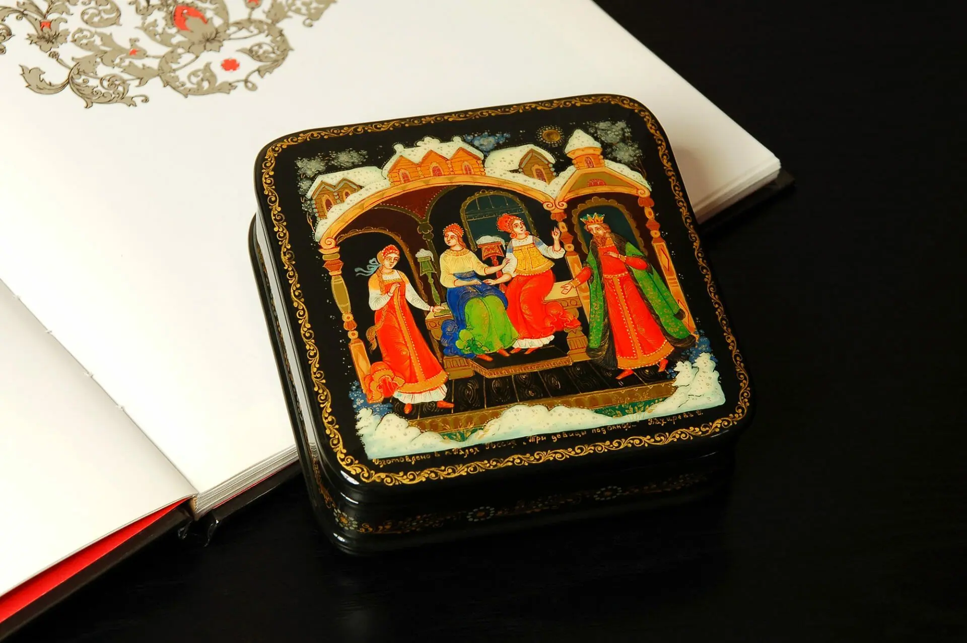 Fairy tale lacquer box Palekh collectible art