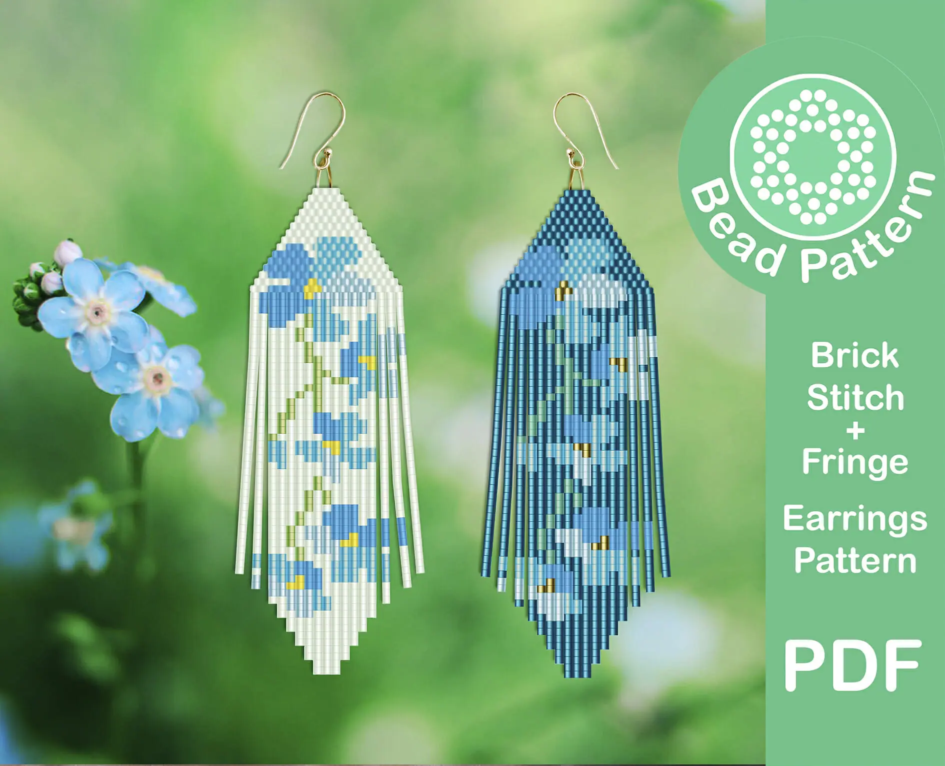 Forget-me-not fringe earrings pattern