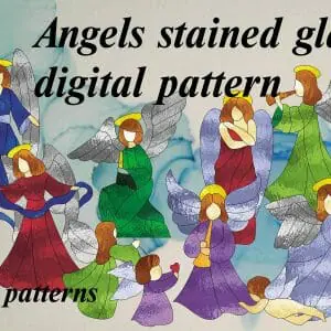 Angel stained glass pattern, digital pattern