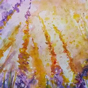 Lavender painting 12*16″ watercolor blooming art