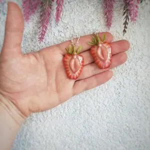 A pair of Strawberry dangle earrings