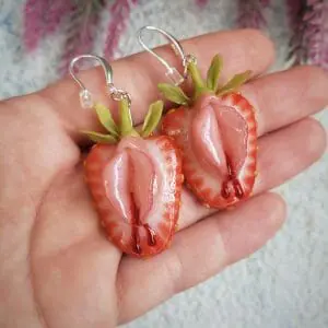 A pair of Strawberry dangle earrings