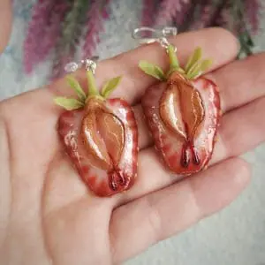 A pair of Strawberry dangle earrings