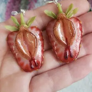 A pair of Strawberry dangle earrings
