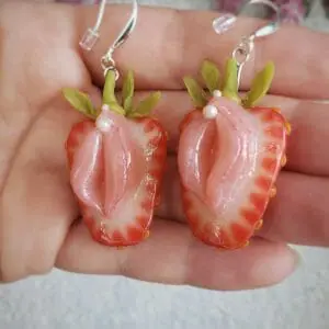 A pair of Strawberry dangle earrings