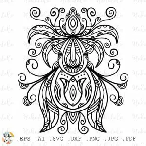 Floral Coloring Pattern Pdf Cricut Svg Clipart Png