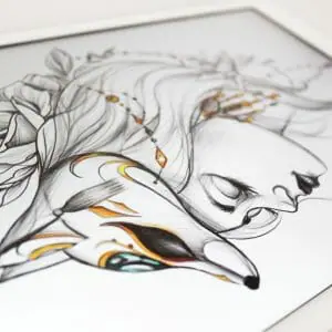Kitsune Tattoo Sketch Girl Fox Mask Tattoo Flash Lady Fox Tattoo Design for Woman