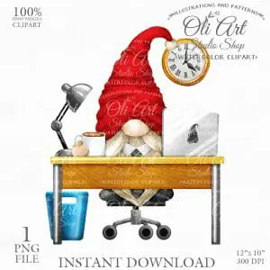 Office gnome, computer desk, office computer, Work.