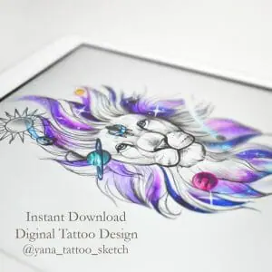lion-tattoo-design-lion-tattoo-sketch-lion-space -tattoo-design-for-woman