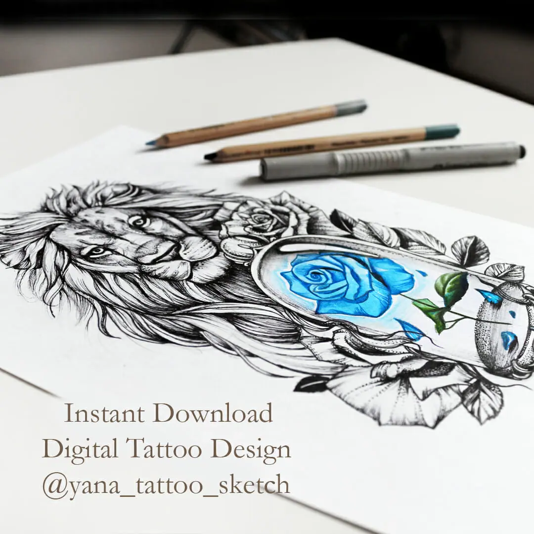 Lion Tattoo Designs Female Lion And Rose Tattoo Sketch