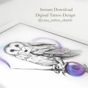 wizard-owl-tattoo-sketch-owl-tattoo-design-crystal-ball-tattoo-flash-magic-tattoo-design
