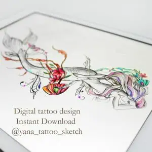 mermaid-tattoo-designs-for-females-beautiful-mermaid-tattoo-sketch