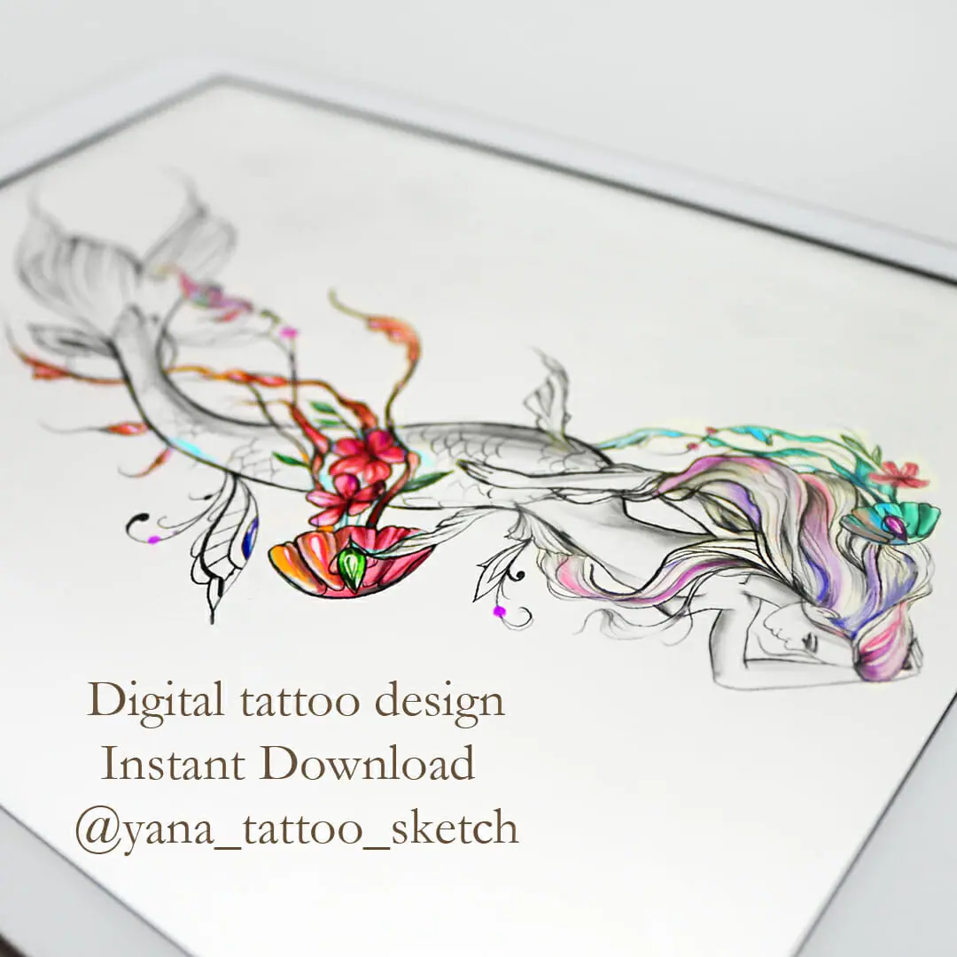 Mermaid Tattoo Designs Females Beautiful Mermaid Tattoo Sketch