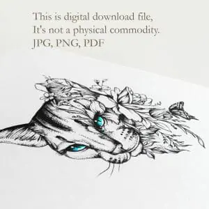 cat-tattoo-designs-for-ladies-cat-and-flowers-tattoo-sketch