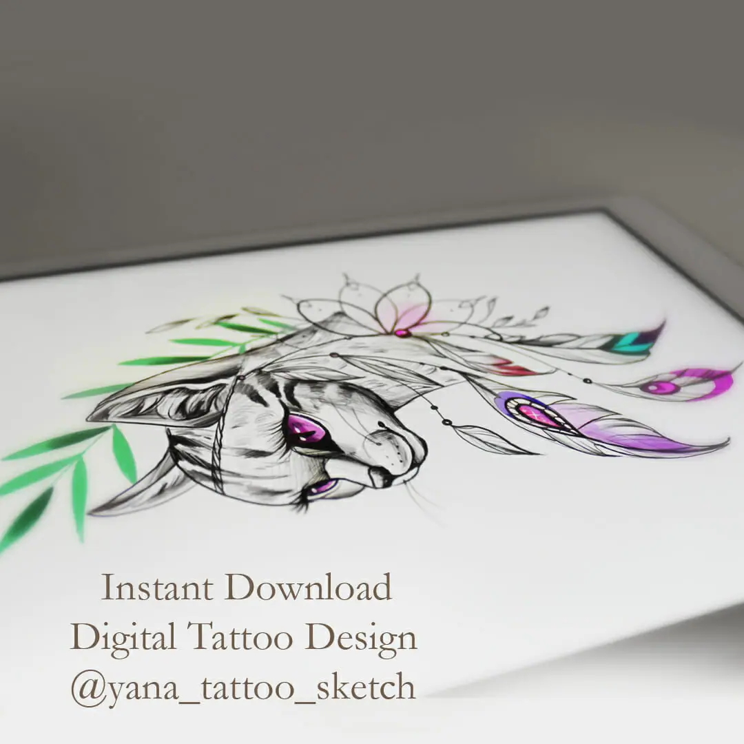 Cat Tattoo Designs For Ladies Cat And Mandala Tattoo Sketch