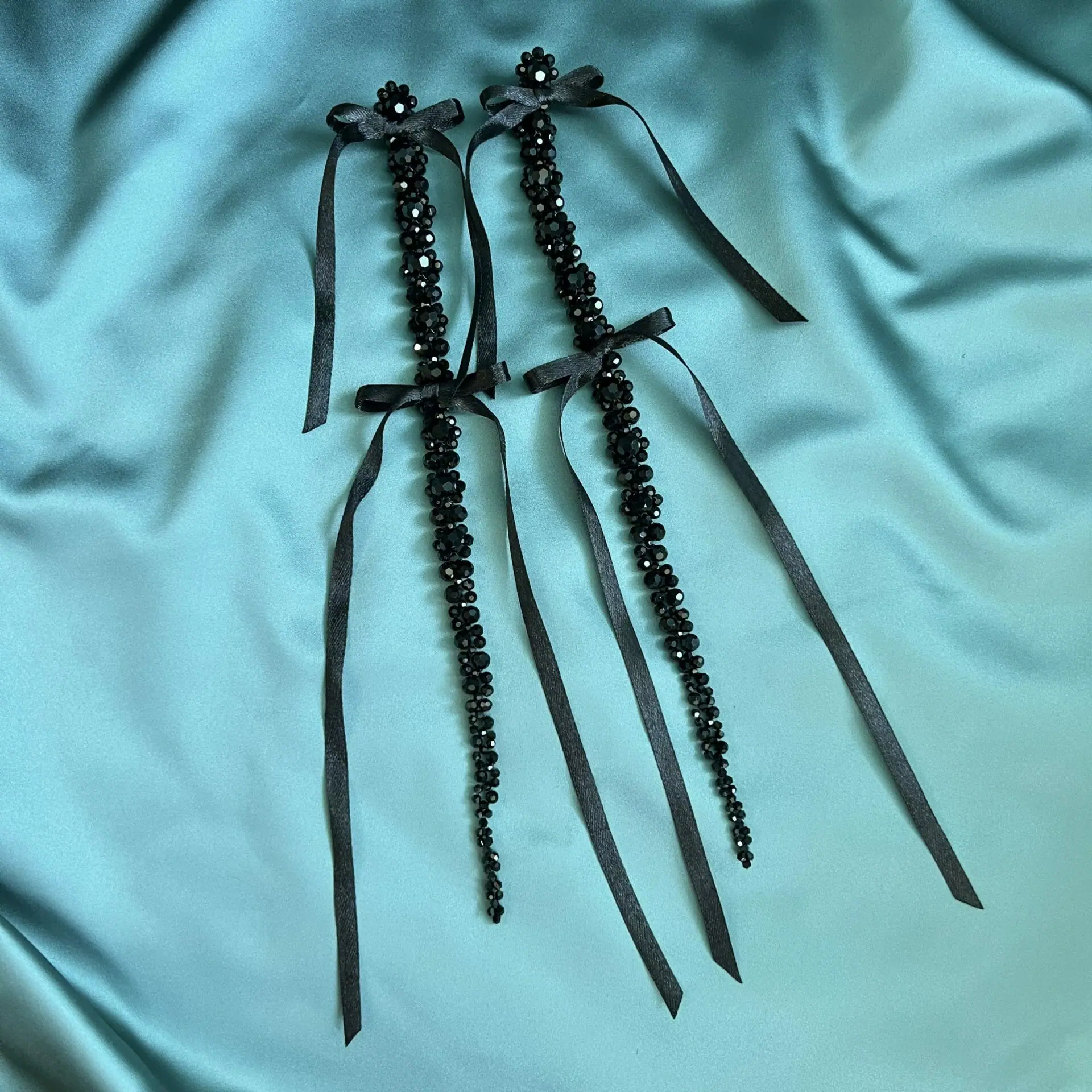 XL Ribbon Drip Crystal Earrings