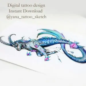 capricorn-tattoo-design-colored-capricorn-zodiac-sign-tattoo-ideas-sketch -for-females