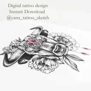 taurus-tattoo-design-female-taurus-zodiac-sign-tattoo-designs-taurus-and-flower-tattoo-sketch