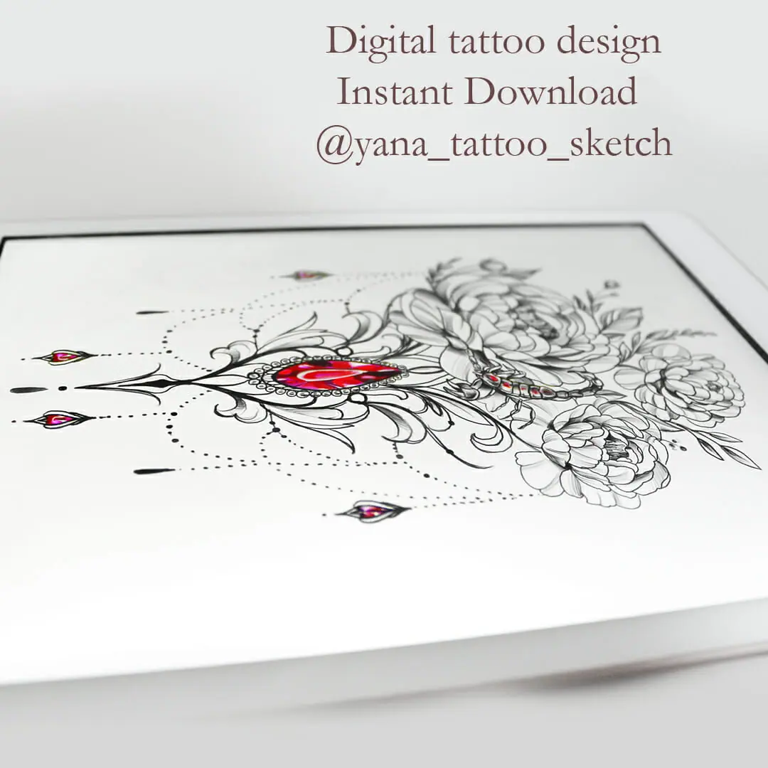 Scorpio Tattoo Design For Ladies Scorpio and Peony Tattoo Sketch