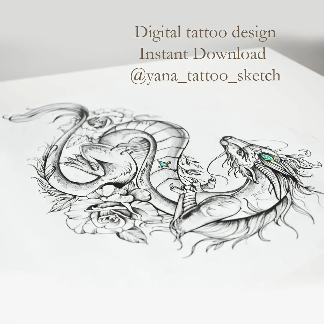 Tribal Dragon - Tattoo - Cool - Vector - Fantasy' Mouse Pad | Spreadshirt