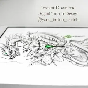 dragon-tattoo-sketch-for-woman-dragon-tattoo-design-female-dragon-and-flower-tattoo-design