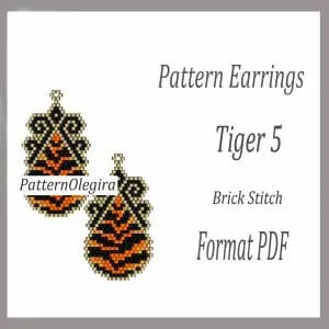 Tiger 5 Earrings bead patterns PDF file Beading patterns Beading earrings Beading Tiger bead patterns Olegirabeadpatterns