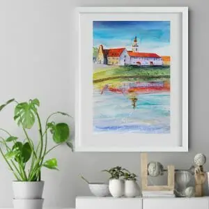 Crealandia - Handmade Marketplace 212 European cityscape painting 12*16″ watercolor art