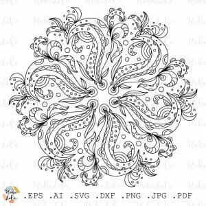 Floral Mandala Coloring Page Pdf Pattern Svg Cricut