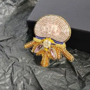 Medical pin, anatomical vertebra brooch, beaded brooch