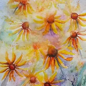 Yellow Coneflower Painting 12*16" Watercolor Blooming