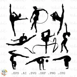 Gymnast Svg Silhouette Cricut Stencil Templates Dxf Clipart Png