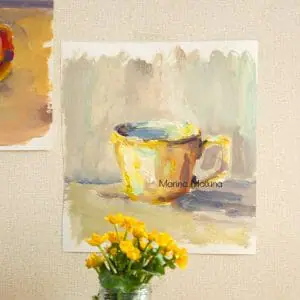 Yellow Cup Sketch Buy Wall Decor For The Kitchen