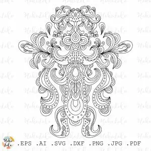 Floral Coloring Pattern Pdf Cricut Svg Clipart Png