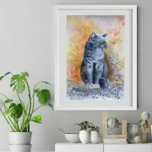 British cat painting 12*16″ watercolor pet art Yalozik (Copy)