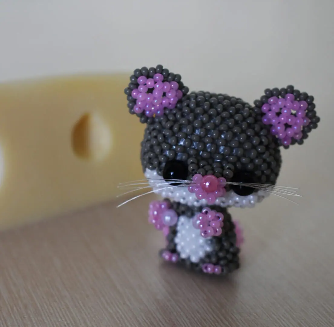 Beaded mouse pattern. Beaded animal tutorial. Easy 3 Beaded mouse pattern. Beaded animal tutorial. Easy - Image 3