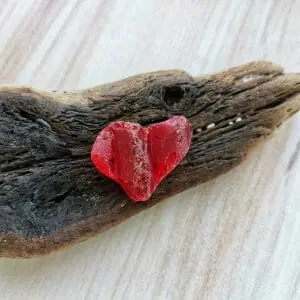 Red sea glass heart K51