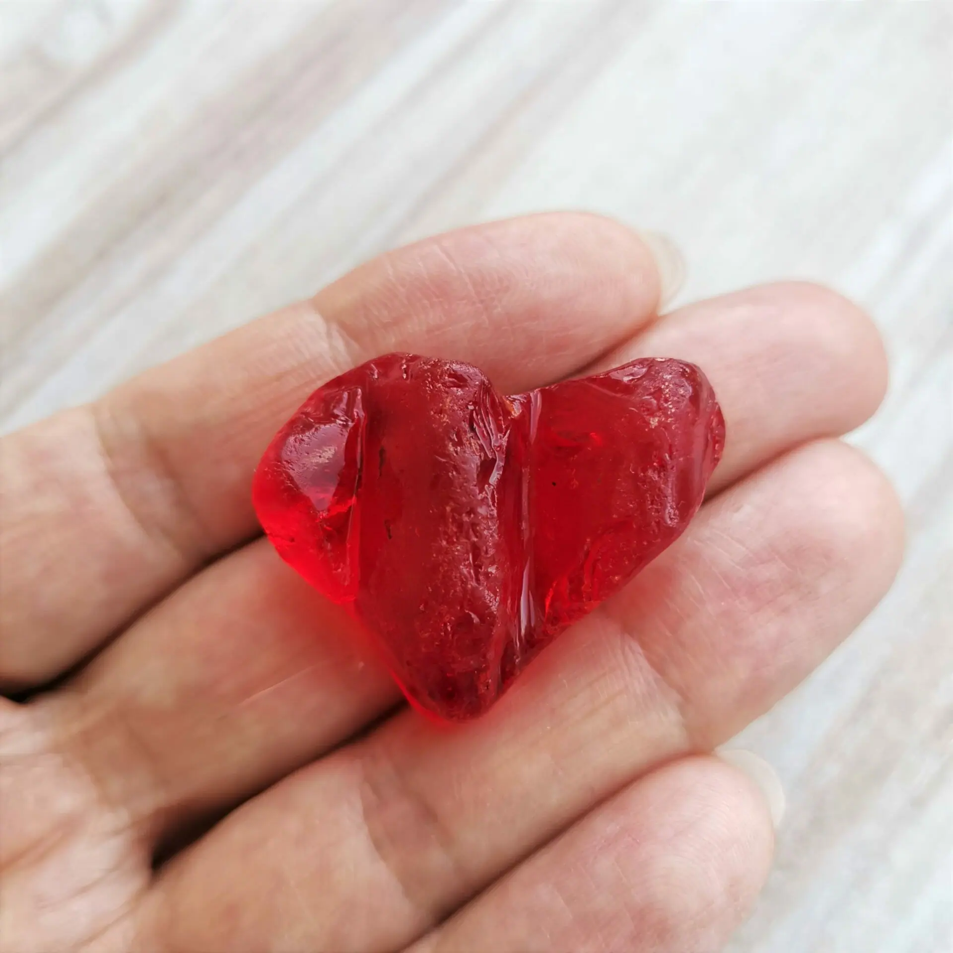 Red sea glass heart K51